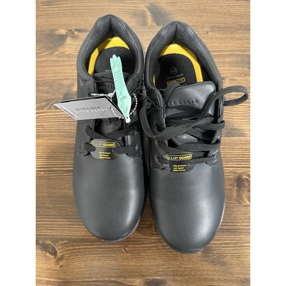 Perry Ellis Portfolio Men 10.5W Slip Guard Resistant Slip-On Black Work Shoes - Picture 3 of 8